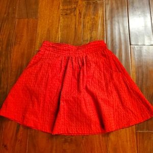 Red eyelet skirt